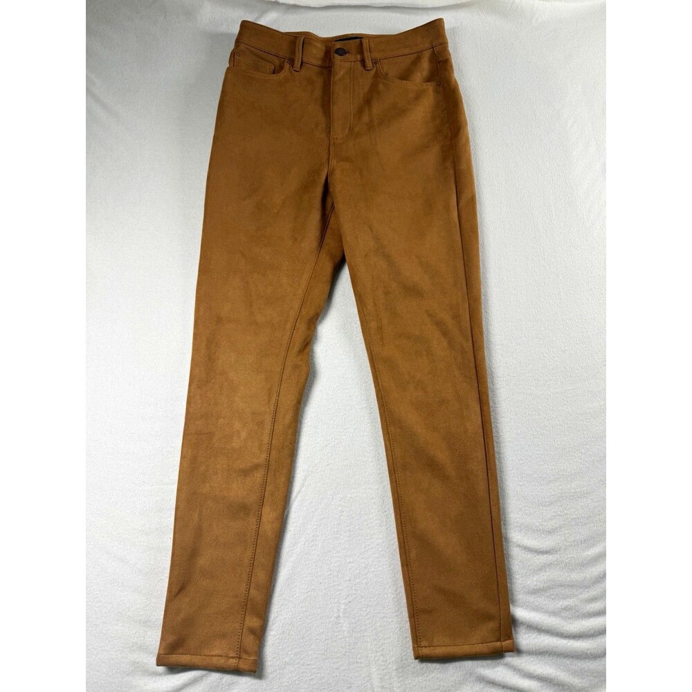 Ann Taylor Womens Pants Petite 8P Taupe Faux Suede Skinny Slim Stretch 571